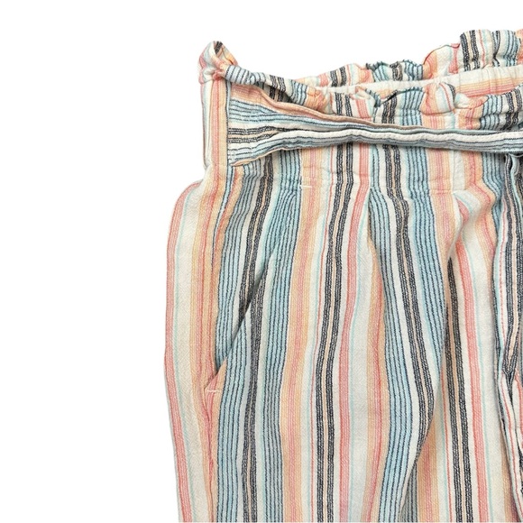 Zac & Rachel striped linen blend cropped wide-leg pants with paperbag waist M - Picture 5 of 9